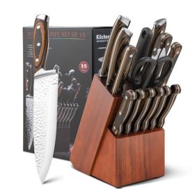 Daily Necessities Kitchen Knife Set Stainless Steel Knife Block Set (Type: Style C 15 Pcs, Color: As pic show)