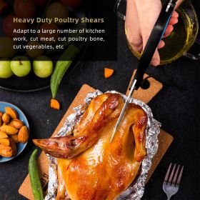 Kitchen Scissors;  Cookit Kitchen Shears Heavy Duty Stainless Steel Chef Shears Utility Come Apart Food Shears for Chicken Poultry Fish Meat Vegetable (Color: Black)