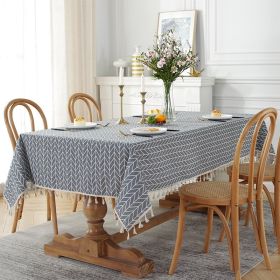 Fishbone Pattern Cotton Linen Rectangular Desk Dining Table (Option: Gray Arrow-140x260)